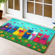 1pc, 2pcs, 3pcs Cute Cat Heart Print Flannel Doormats, Absorbent Durable Washable, Perfect For Front Door Entryway, Bedroom Living Room, Indoor Bath Rugs, Cozy Home Decor - 40x60厘米 - View 3
