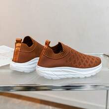 Summer New Casual Breathable Sports Shoes, Soft & Comfortable Running Shoes, Suitable For Commuting, Students, Campus, Mesh Fabric Athletic Sneakers For Women - Brown - View 5