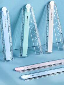 Faltbarer Lineal, buntes, süßes Falzlineal, Schülerlineal, geometrisches Musterdesign Zeichenlineal aus Kunststoff - A - Übersicht 3