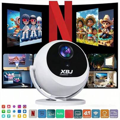 XBJ 小部屋の救世主 2026年モデル 4K HDR 超短焦点 家庭用プロジェクター完全セット｜壁すれすれで100型劇場を実現｜フル自動台形補正＆天井投影で面倒な設定一切不要｜Android 12 & Wi-Fi6/Bluetooth 5.4で iPhones/スマホ/PC/PS 5/DVD が大画面に即接続｜コンパクト軽量で収納も楽々｜新居祝い・就職祝い・家族団らんの最高級ぷろじぇくたー贈り物（高輝度・内蔵高音質スピーカー・PSE認証済）