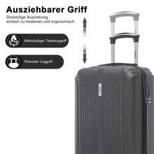 YONSLY Suitcase 20/24/28 Inches With Combination Lock Double Maintenance Zipper 360° Wheels Mesh Pocket Multi‑Stage Telescopic Handle For Vacation - 深灰色 - 查看 4