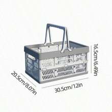 1pc Large Foldable Storage Basket With Handle, Lightweight Collapsible Design; Multi-Purpose Organizer Bin For Living Room, Office, Desktop Clutter; Essential Home Storage, Versatile Desk Organizer - Multicolor - View 3