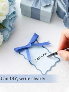 3/18/36pcs Wedding Gift Fan Set, Ladies Folding Fan, Green Bowknot, Transparent Organza Bag, Wedding Party Decor, Suitable For Bride Gift, Party, Birthday, Bridesmaid Photo Prop, Summer Fan, Event Party Supplies, Multi-Piece Party Gift Bag, 1pc - Baby Blue - View 5