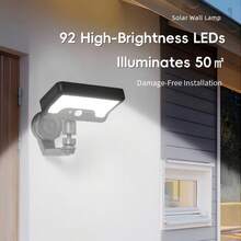 Magnetic Wall Light With USB + Solar Dual Charging, Magnetic/Wall-Mounted Wireless, 3-Mode Adjustable, Motion Sensor + Light Sensor Auto On, 360° Rotatable & Adjustable Head, Suitable For Outdoor Camping, Yard, Balcony, Corridor, Stairwell, Cabinet, Closet Lighting, Multi-Scenario Practical Gadget, Thoughtful Gift For Friends And Family - Black - View 2
