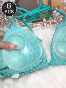 Conjunto de 1/2/6 unidades de bojos de silicone reutilizáveis para sutiã, enchimento invisível push-up, protetores de mamilo triangulares transparentes/nude macios e espessos para levantar e modelar, à prova d'água e resistentes ao suor, adequados para biquíni, roupa de banho, sutiã esportivo, vestido de noiva, previnem a flacidez e a exposição, confortáveis e fáceis de limpar, adequados para vários tipos de busto, ideais para praia, piscina, uso diário, Dia dos Namorados, casamento, presente de formatura - Versão em silicone - Ver 4