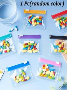 Bolsa de medicina portátil, bolsa de almacenamiento con patrón de dibujos animados de pastillas y jeringas, organizador de pastillas compacto y kit de primeros auxilios, kit médico portátil, adecuado para uso diario/al aire libre/viajes/dormitorio, esencial para la salud - Multicolor - Ver 15