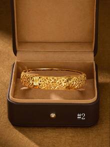 1/3 piezas Brazalete vintage chapado en oro de 24K, diámetro de 60mm, abierto, adecuado para uso diario de mujeres, sin caja de embalaje - Patrón cinco de Oriente Medio - Ver 10