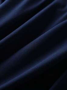 Elegante Vestido Casual Commuter Primavera/Verão Novo Vintage Francês de Alta Qualidade Elegante com Cintura Ajustada e Manga Curta em Malha Longa - Azul Marinho - Visão 10
