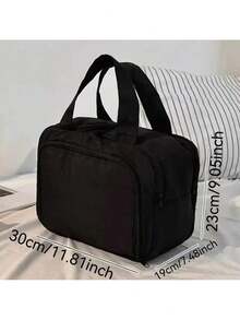 New Fashionable Women's Lightweight Travel Cosmetic Bag 4-Compartment Design Front Pocket With Two Large Mesh Pockets And Clear Bottom Storage Bag Includes Elastic Drawstring Makeup Brush Pouch Available In Four Colors - Blue - View 6