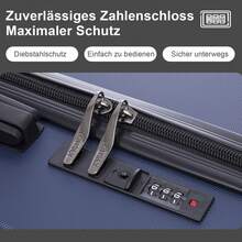 YONSLY Hard Shell Suitcase 20/24/28 Inches With 4 Wheels 360° Combination Lock Double Zippers Soft Rubber Handle Mesh Pocket Lightweight For Vacation - 深藍 - 查看 2