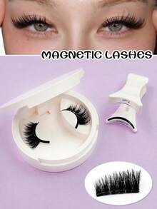 Sibeuna 1 Pair Magnetic False Eyelashes, Half Lashes, Short Magnetic Lashes, Natural Cat Eye Makeup Effect Reusable, Suitable For Lash Extension, Perfect For Slouchy People, Beauty Bloggers, Gifts - Black - View 3
