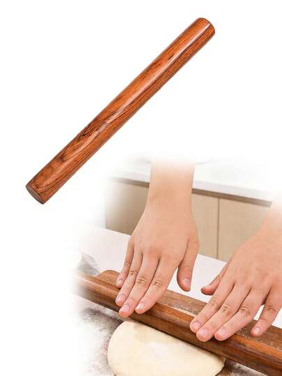 1pc Wooden Rolling Pin, 35cm,Round Pastry Roller For Baking, Pizza Bread Dumpling Dough Roller, Kitchen Baking Tool