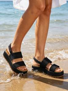New Platform Water Sandals For Women Comfortable Chunky Wedge Open Toe Shoes Summer Walking Beach Vacation Waterproof Sandals - Black Brown - View 10