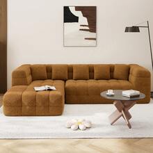 Nalupatio 107" Chenille Boneless Couch With L - Shaped Chaise, Comfy Modular Sectional Sofa With Tufted Design, Modern Upholstered Sofa, No - Assembly Sectional Couch,Brown - 棕色 - 查看 2
