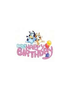 Bluey 1pc Bruce Cake Topper And Cupcake Topper Set, Bruce Theme Birthday Party Decoration Supplies - Multicolor - View 9