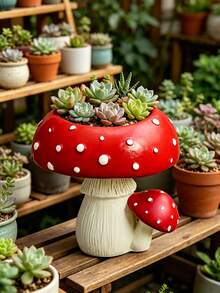 1 Set Mushroom Shaped Flower Pots, Suitable For Desktop Decor, Home Decor And Outdoor Use. Creates A Rustic Atmosphere, Excellent Mother's Day Gift For Her - A - View 1