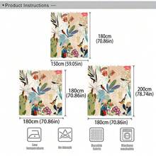 1pc 2D Flat Floral And Bird Pattern Colorful Shower Curtain, Modern Fabric Bathroom Decor, Waterproof Polyester Fiber, Vivid Natural Artwork, Unique Accessory, Easy To Clean, Eye-Catching Home Decoration, Elegant Pattern Aesthetic - Multicolor - View 3