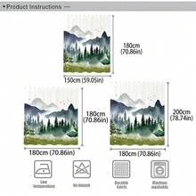 1pc 2D Planar Shower Curtain Forest Mountain Landscape Design Bathroom Shower Curtain Waterproof Fabric With Nature-Inspired Scenery For Home Decor Suitable For Standard Tub Sizes And Includes Hanging Hooks Easy Installation - Multicolor - View 3