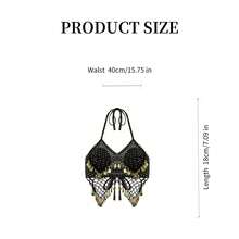 Bộ gồm 1 áo bra cổ yếm thủ công đính sequin và dây buộc tua rua, kết hợp với chân váy kiểu saree đính sequin. Hoàn hảo cho múa bụng, lễ hội, tiệc tùng, đi biển, phong cách boho và retro. - Nhiều màu - Xem 9