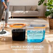 Spin Mop And Bucket Set,Detachable Double Buckets Separate Dirty Water With StainlSteel Wringer For Floor Cleaning,Cleaning Buck - A - View 3