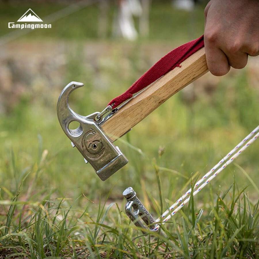 CAMPINGMOON Outdoor Stainless Steel Viper Camping Hammer Ground Stake Tent Peg Multi-Function Hammer Suitable For Camping Hiking C6 - Silver - View 1