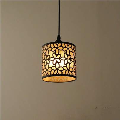 1pc Vintage Industrial Style Iron Pendant Lamp Shade With Pattern, Diameter 5.5in, Suitable For Bar, Counter, Office, Cafe, Restaurant, Cottage, Garden Decoration, DIY Pendant Lamp Accessory (Bulb, Lamp Holder, Hanging Wire Not Included)