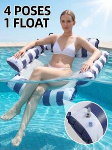 Durable Floating Chair Bed Foldable Inflatable Pool Chair For Vacationers Lightweight Portable  Ideal For Sunbathing Outdoor Pool Essentials Beach Essentials Pool Float Pool Accessories Pool Supplies Swimming Pool Inflatable Pool Pool Toys - Black-1pc - View 4