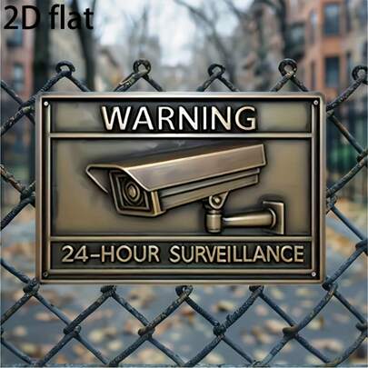 2D Flat - [2D Flat] 2D Flat, Vintage Style Metal Surveillance Warning Sign With Camera Icon - Durable Iron, Easy To Hang, 24/7 Video Security Alert - Ideal For Home, Garage, Bar Or Farmhouse Decor, 8 Inch X 12 Inch
