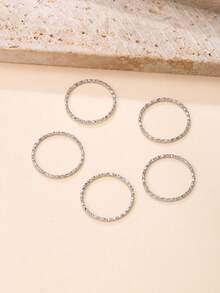 5 chiếc nhẫn midi hình ngôi sao nhỏ nhắn, tối giản, làm từ thép titan, thời trang, phù hợp cho nữ giới đeo hàng ngày hoặc dự tiệc. - Bộ nhẫn - Xem 8