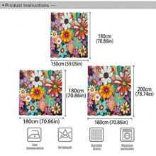 1 chiếc rèm tắm phẳng 2D in họa tiết hoa lá nhiều màu sắc, thiết kế nghệ thuật sống động với hoa trừu tượng, chất liệu polyester chống thấm nước, trang trí phòng tắm chắc chắn, bền bỉ, tạo vẻ đẹp thẩm mỹ cho ngôi nhà. - Nhiều màu - Xem 3