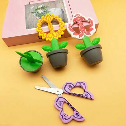 1 pièce Ciseaux de bureau en forme de fleur verticale créative, ciseaux de papeterie mignons, ciseaux de découpe de papier DIY, fournitures scolaires, décoration de bureau, ciseaux