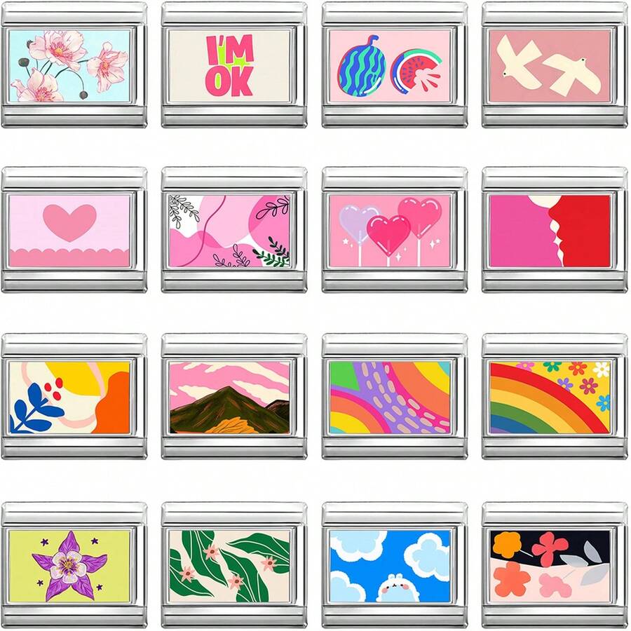 1pc DIY Photo Modular Bracelet, Decorated With Heart, Landscape And Flower Elements, Suitable As Party Gift For Friends/Couples, Suitable For Christmas, New Year, Halloween, Valentine's Day - Multiple Combinations 2 - View 1