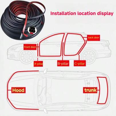 Universal Car Door Seal Strip, Dual-Layer Thick 5-Hole Car Door Soundproof Seal Gasket, Full Car Black Universal Door Gap Noise Reduction Waterproof, Car Door Seal Strip Soundproof Waterproof Shock-Absorbing Gasket, Suitable For MPV/SUV/Sedan/Truck/Home Door