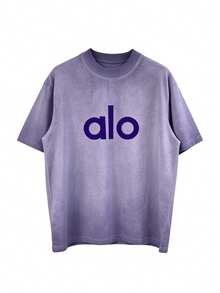 Alo Yoga American Retro Distressed Washed Short-Sleeve Loose T-Shirt, Casual And Slimming Unisex Top - 查看 18
