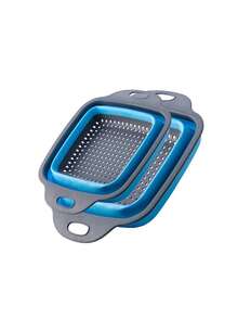 Colador plegable cuadrado con mango - Colador de cocina cuadrado de silicona con mango de plástico, colador de malla plegable, ideal para escurrir pasta, verduras y frutas, disponible en azul/verde/rojo - Ver 13