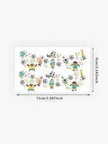 1 Tattoo Sticker Featuring Cartoon Animals Playing Soccer, Trophies, And Sneakers With Fun Patterns. Temporary Tattoo Sticker, Washable, PVC, Disposable, Waterproof And Sweatproof, Non-Reflective On Arms And Back, Realistic Tattoo, Suitable For People, For Daily Use, Can Last 3-5 Days. - Multicolor - View 2