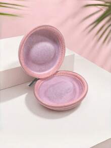 1pc Round Watch Storage Box, Suitable For Most Smartwatches, Portable Watch Storage Case, Shockproof Watch Protective Box, Travel Watch Carrying Case, Zipper Watch Storage Box, Watch Accessories, Suitable For Daily Use, Travel, Business Trip, Single Watch Protective Case, Unisex Watch Storage Box, Suitable As Gift For Friends, Family, Watch Enthusiasts - Pink - View 6