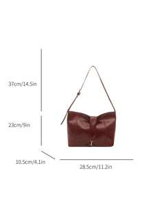 1pc Women's Fashionable Commuter Solid Color Shoulder Bag, Portable Versatile Luxury Large Capacity Underarm Bag, Suitable For Dates, Shopping, Gifts, Work - Red - View 2