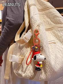 1PC Peanuts Officially Authorized 3D Shape Keychain Decoration Pendant Party Favor Keyring Cute Cartoon Fashionable Item Great Gift Choice Festival Gift Gifts For Mother, Father, Graduation, And Teacher - White - View 5