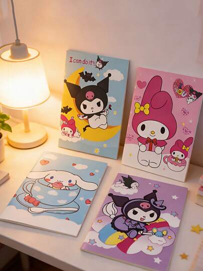 1 Set Of 8pcs Cartoon Notebooks, Colorful Cute Character Prints, High-Quality Bleed-Proof Paper, Smooth Page Turning, Portable & Convenient, Suitable As Easter Or Birthday Gifts