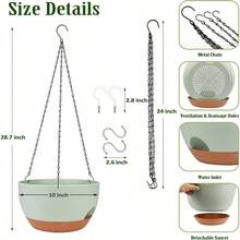 Ergonomic Hanging Planter With Breathable Bottom To Protect Plant Roots, Multipurpose Hanging Planter Suitable For Indoor Hanging Garden, Suitable For Hanging Plants Like Philodendron And Anthurium, Reusable Plastic Hanging Basket, Applicable For Bedroom And Kitchen Decor, Rust-Resistant Metal Chain - Multiple Styles - View 10