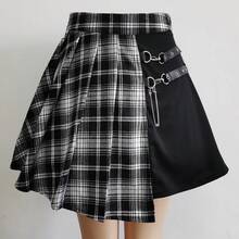 Womens Harajuku Punk Irregular Pleated Skater Skirt Asymmetric Cutout High Waist Hop Clubwear Gothic Harajuku Skirt - 92132-3 - 查看 5