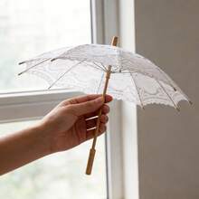 Bridal Wedding Decoration Umbrella For Photoshoot White Vintage Lace Parasol Victorian Style Sunshade For Women - White - View 3