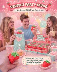 Strawberry Squishy, Realistic Strawberry Stress Ball, Squeezable Toy Fruit Ball,Party Favor Slow Rise Pressure Release Toy Adults - 1p - 查看 7