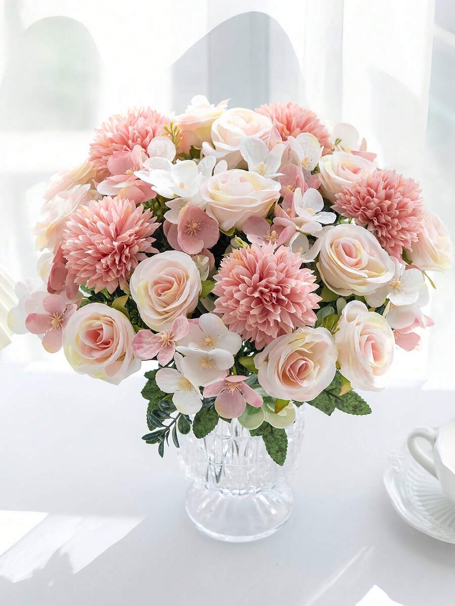 1pc Artificial Rose, French Peony Fake Flower, Home Living Room Decor, Dining Table Dried Flower Bouquet Decor, Chopin Flower