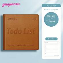 100 Pages/Book - New Year Spring & Summer Perfect Planner, "Pocket-Sized Self-Discipline Companion: A Happy Guide To Conquering Your Todo List" - Purple, Coffee, Blue PU Leather Cover, Compact & Elegant Planner, Double-Sided Notebook, Essential Agenda For Office & Study - Notebook - View 10