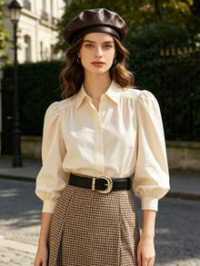 女士纤细真皮腰带，配闪亮金色扣环，休闲朋克复古派对优雅街头风，适合搭配牛仔裤、连衣裙和女士服装，时尚腰带 - 黑色 - 查看 5