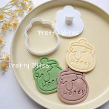 Khuôn cắt bánh quy hình lọ mật ong, khuôn dập bánh quy hình lọ mật ong, dụng cụ trang trí bánh fondant bằng nhựa ép tay. Khuôn làm bánh quy. - trắng - Xem 3