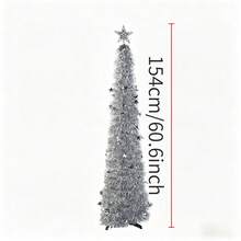 Silver Sequin Foldable Pencil Tree, Artificial Metal Wire Tree, Pop-Up Gold Tree, Reusable Slim Tree Shape, Easy To Assemble, Suitable For Home Decor And Outdoor Occasions - Silver - View 3