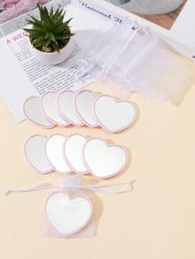 1pc/10pcs/30pcs Heart-Shaped Mirror Gift Bags. Cute Makeup Mirror Suitable For Student Dorms. Mirror Gift For Friends Or Girlfriends. Essential Travel Makeup Mirror. - Multicolor - View 6